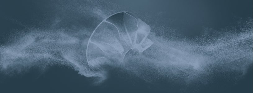 Fan with particles flowing through it