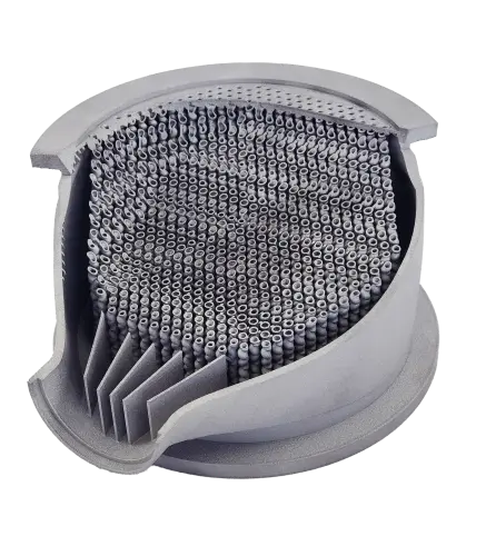 Cut-away section of heat exchanger 