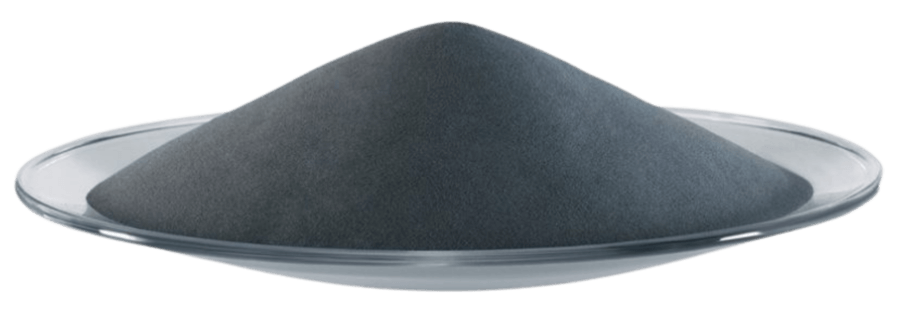 Black powder in a clear dish