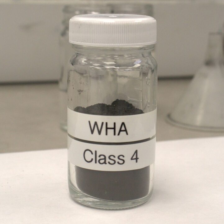 Glass jar with WHA Class 4 label
